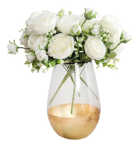 10 Ramo Flores Artificial Peonias Artificiales Flor Ramo Rosa