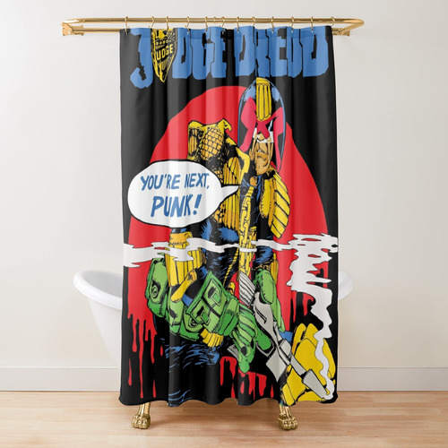 Classic Dredd You're Next Shower Curtain Judge Arte Comics