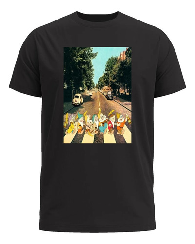 Camiseta Preta Rok N Roll Beatles Sete Anões 7 Neve B68