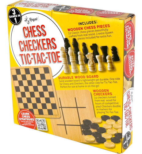 Regal Games - Tabla De Madera Reversible Para Ajedrez, Da...