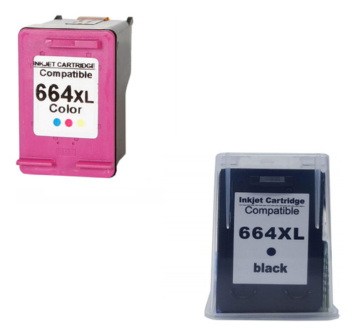 2x Cartucho Compativel Hp 664xl 2676 2136 3776 Color E Black