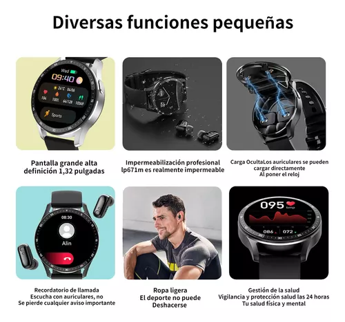 Reloj Inteligente Hombre Audífonos Dos En Uno Para Huawei Color De