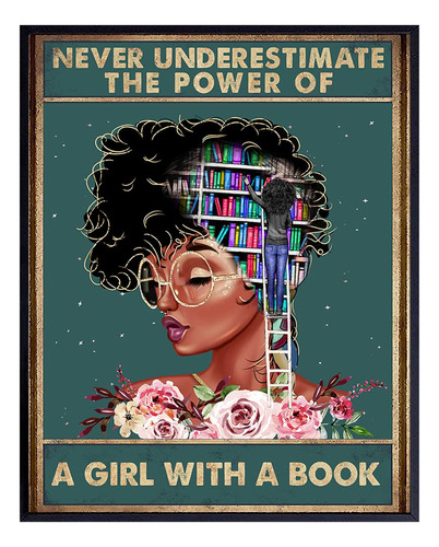 Nunca Subestimes Una Chica Un Libro Arte De Pared Afroa...