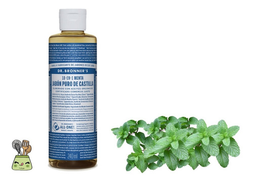 Imagen 2 de 7 de Jabon Menta Organico Puro De Castilla Dr Bronners - Fralugio