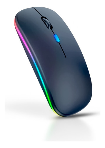 Mouse Sem Fio Ergonômico Rgb Led Recarregável Usb Cor Preto