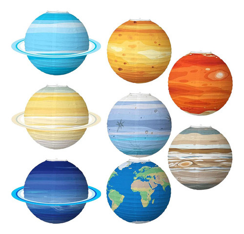 Linternas De Papel Colgantes De 8 Piezas De Space Planets Tr