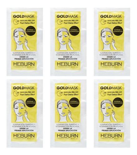 Heburn Gold Mask Mascara Facial Peel Off Set X 6 Sobres 6 Gr