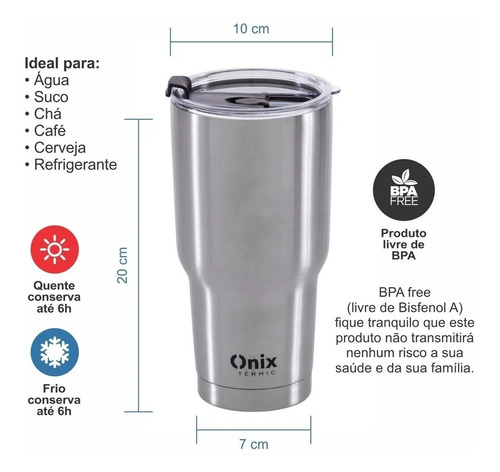 Imagem 4 de 5 de Copo Termico Inox Parede Dupla Vacuo 870ml Caneca