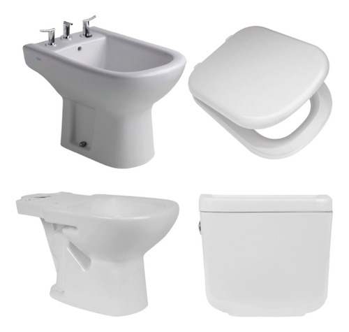 Inodoro Ferrum Bari Largo Deposito Dual Bidet 3a Y Tapa Mdf