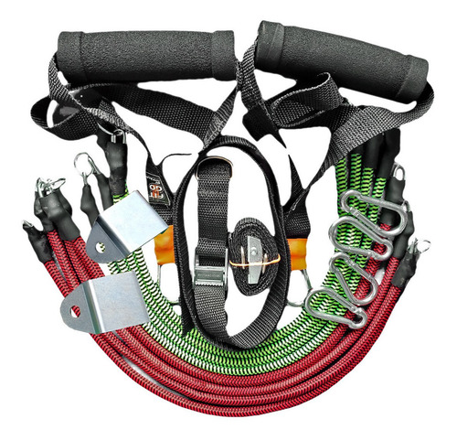 Imagem 2 de 10 de Kit Extensor Elastico Treino Exercício Academia Em Casa 80kg