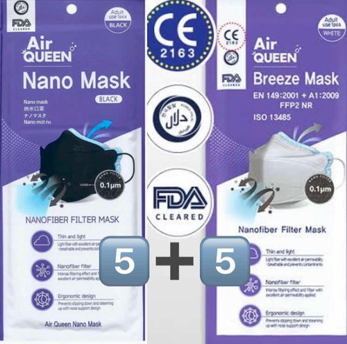 Cubrebocas Lavable Coreano Airqueen Breeze Fda, Ce (5+5)