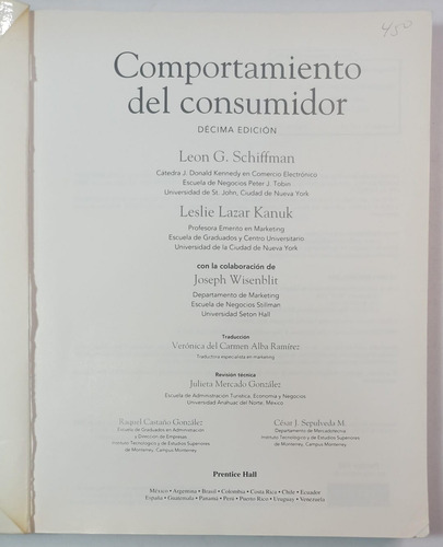 Comportamiento Del Consumidor, 10°ed.-schiffman, Lazar Kanuk (Usado)