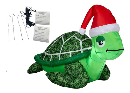 Tortuga Marina Inflable De Navidad De 3 2 Pies Con Luz Led P