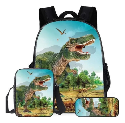 Mochila De Dinosaurio De 3 Piezas / 20l