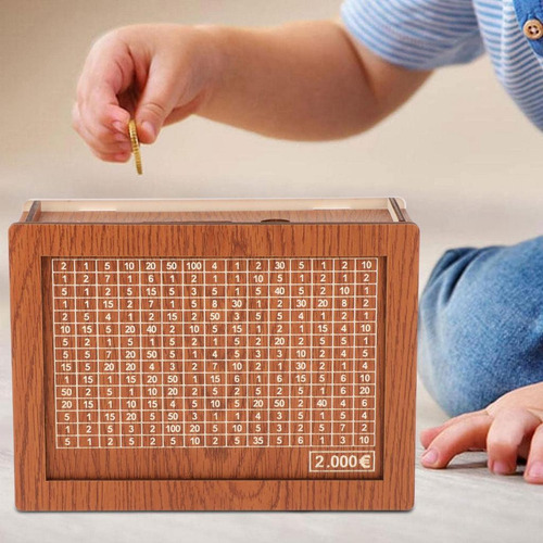 Hucha De Madera Con Contador De Motivación 2000euros