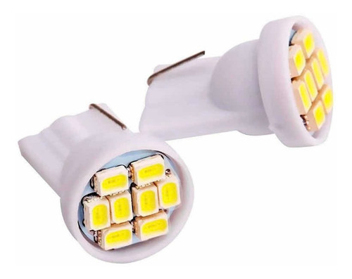 Kit 2 Lampada T10 8 Led W5w Branco Pingo Luz Farolete 12v