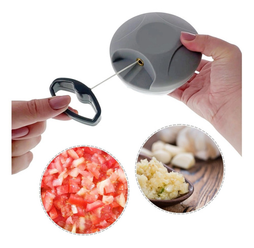 Mini Processador Alimentos Manual Triturador Alho 3 Lâminas