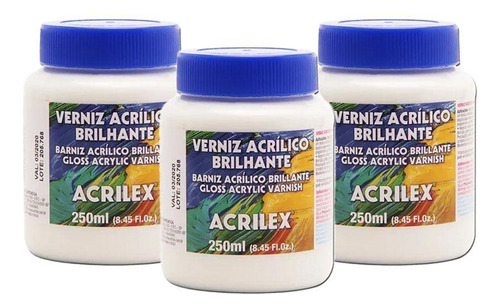 Kit Auxiliar Verniz Acrílico Brilhante Com 3un 250ml Acrilex
