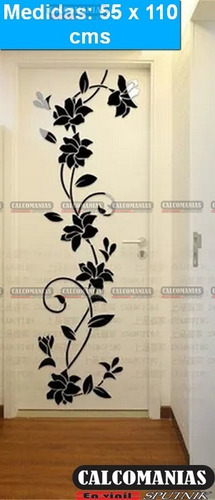 Vinilo Decorativo Puerta Flores 