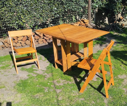 Mesa Plegable Con Alas Madera Jardín O Balcón