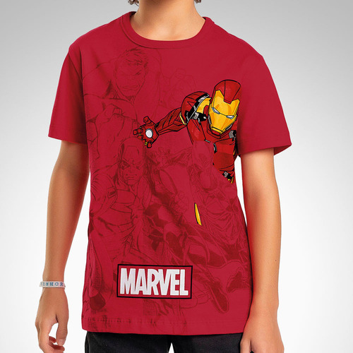 Camiseta Avengers Infantil Manga Curta Fakini 02570 Tm 4à 10