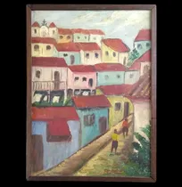 Comprar Antigo Quadro Oleo Sobre Eucatex Vilarejo 11578 Rrdeco