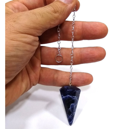 Imagem 3 de 3 de Pêndulo De Pedra Sodalita Natural Facetado Para Radiestesia