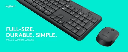 Kit Logitech Teclado + Mouse Mk235 Negro + Mouse Pad Xl Gris