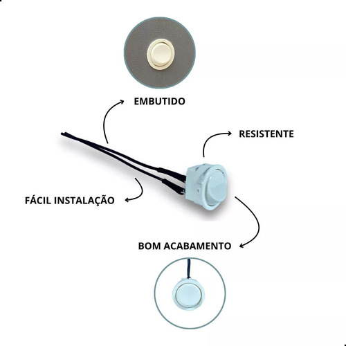 10 Interruptor Gota Redondo Bolinha De Embutir Para Móveis