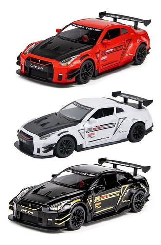 Nissan Gtr R35 Racing Sport Miniatura Metal Auto 3 Parts