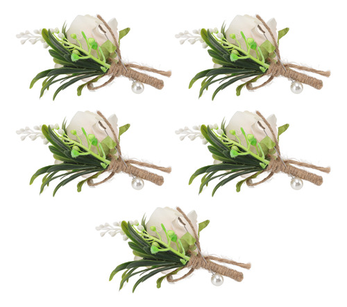 Boutonniere Con Forma De Rosa Para Boda, 5 Unidades, De Plás