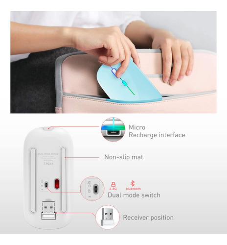 Ratón Inalambrico Peibo Bluetooth Usb, C/ Luz Led, Cele...