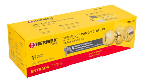 Imagen 3 de 5 de Juego De Cerraduras Chapas Para Puerta Llave-llave Hermex