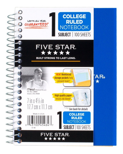 Paquete De 6 Cuadernos Personales Mead Five Star, 7 X 4 3/8
