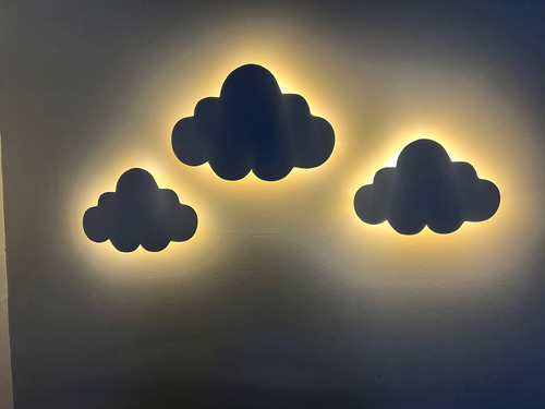Kit Com 3 Pcs De Nuvem Com Led Luminária Quarto De Bebe