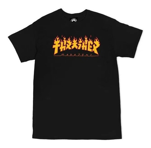 Remera Thrasher Modelo Godzilla Flame Negro Nueva Colección