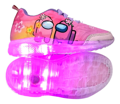 Tenis Personalizado Juvenil Niña Amongus Tallas 2,3 Y 4 Leds