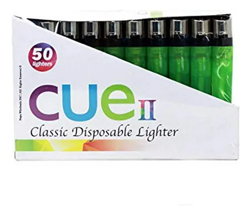 Tray De 50 Encendedores Cue Ii Clásicos, Colores Variados, T