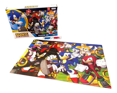 Rompecabezas Puzzle Sonic 60 Piezas 3d Con Anteojo Tapimovil
