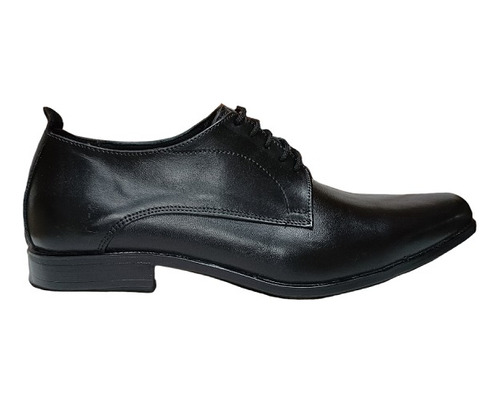 Zapato Hombre Vestir Cuero Negro Brillo Acord Base Goma C