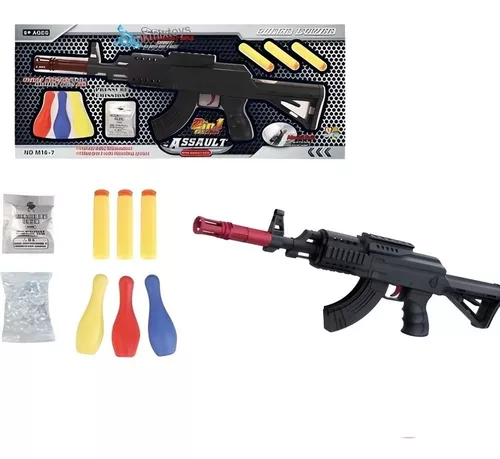 Arma Brinquedo Fuzil Power Lança Dardo Bolinha Gel Preta 43c