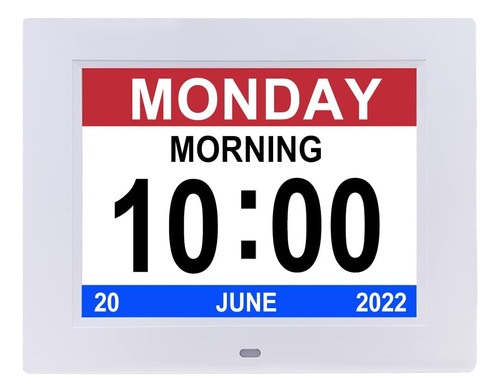 Día Calendario Reloj 8 Pulgadas 12 Alarmas Sin Abreviaturas