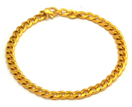 Pulsera Oro 18 Kilates Grumet 22cm X 4mm Gruesa Doble Lam