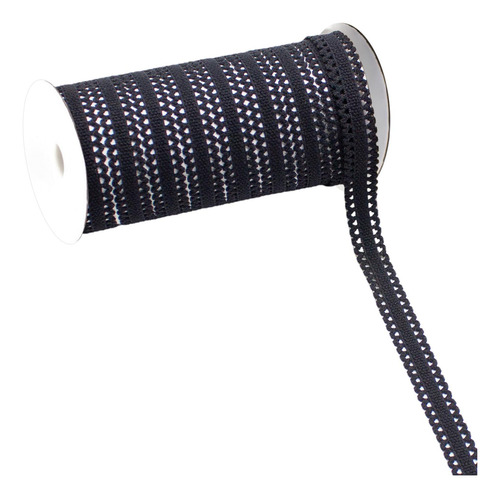 Cinta De Encaje Elástico De 10 Yardas (12 Mm) De Negro