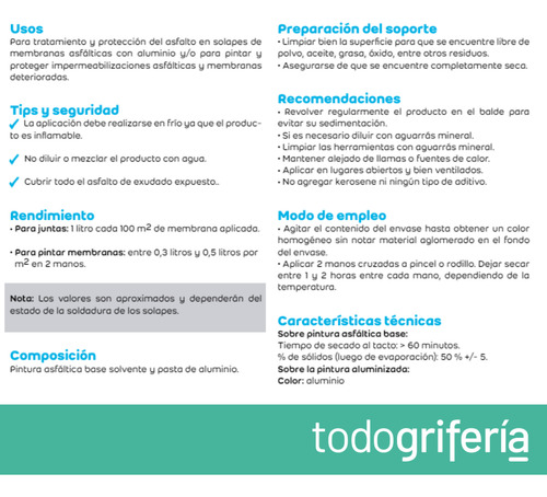 Pintura Asfaltica Aluminizada X 1 Lt Megaflex