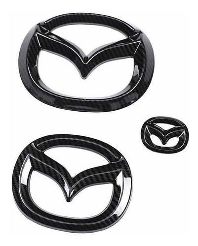 Kit 3 Emblemas Mazda 3 Fibra Carbono 2019 2020 2021 22 2023