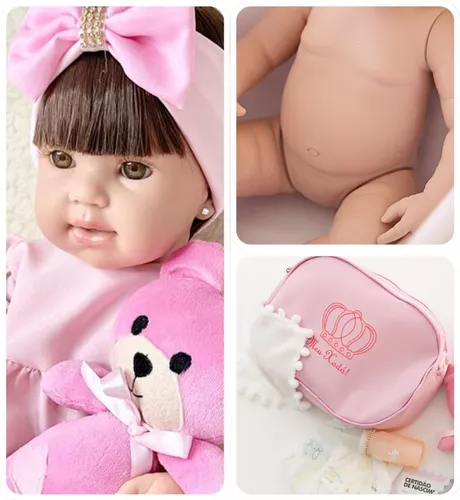 Linda Boneca Bebê Reborn Silicone ou Tecido. - Boneca Reborn