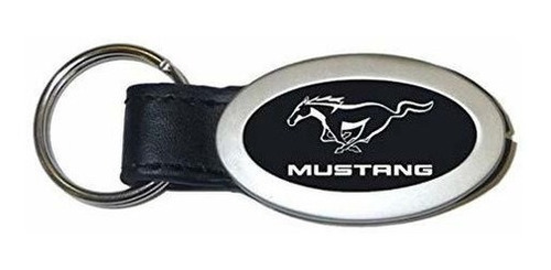 Ford Mustang De Piel Negro Llavero Ovalado Logo Autentico L