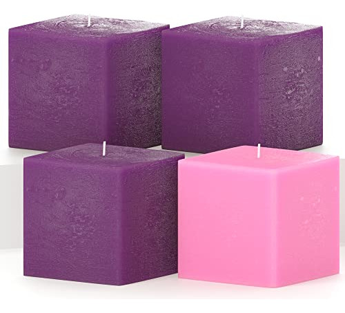 3 Inch Pillar Candles For Home Set Of 4 Pcs Rustic Pill...