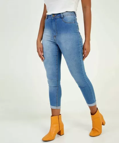 Calça Capri Jeans Barra Dobrada Taxas Aço Decidida - Decidida Jeans